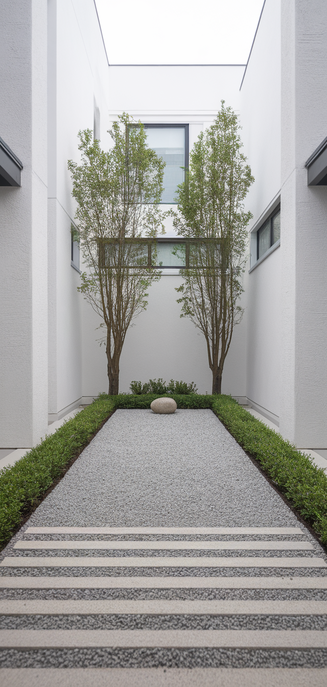 10. Minimalist Gravel Front Garden With Clean Lines