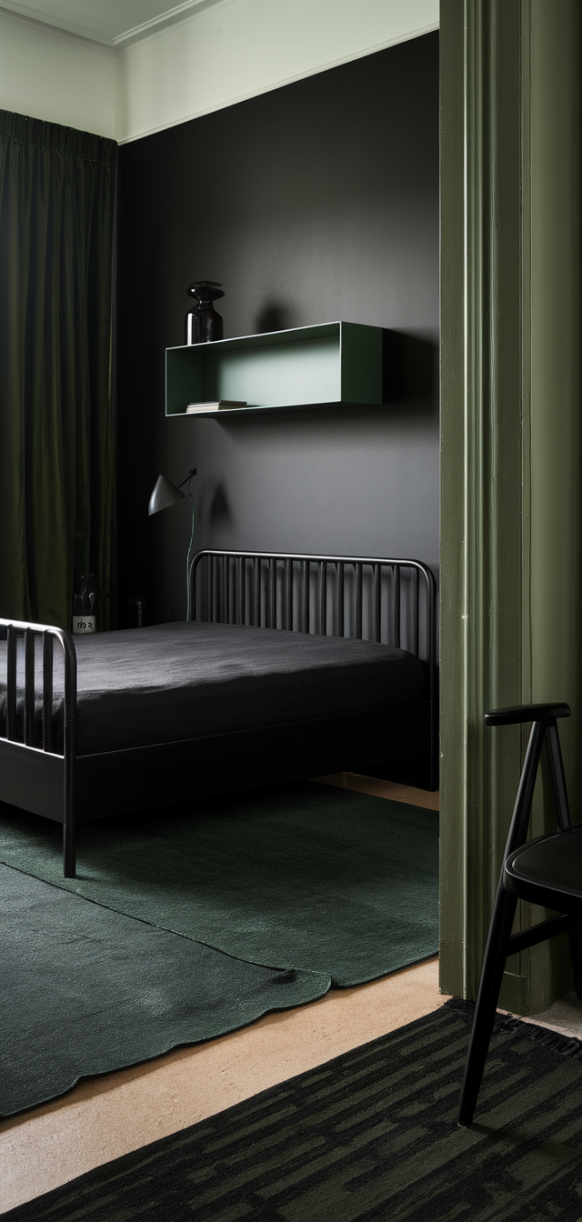 9 Beautiful Black and Dark Green Bedrooms