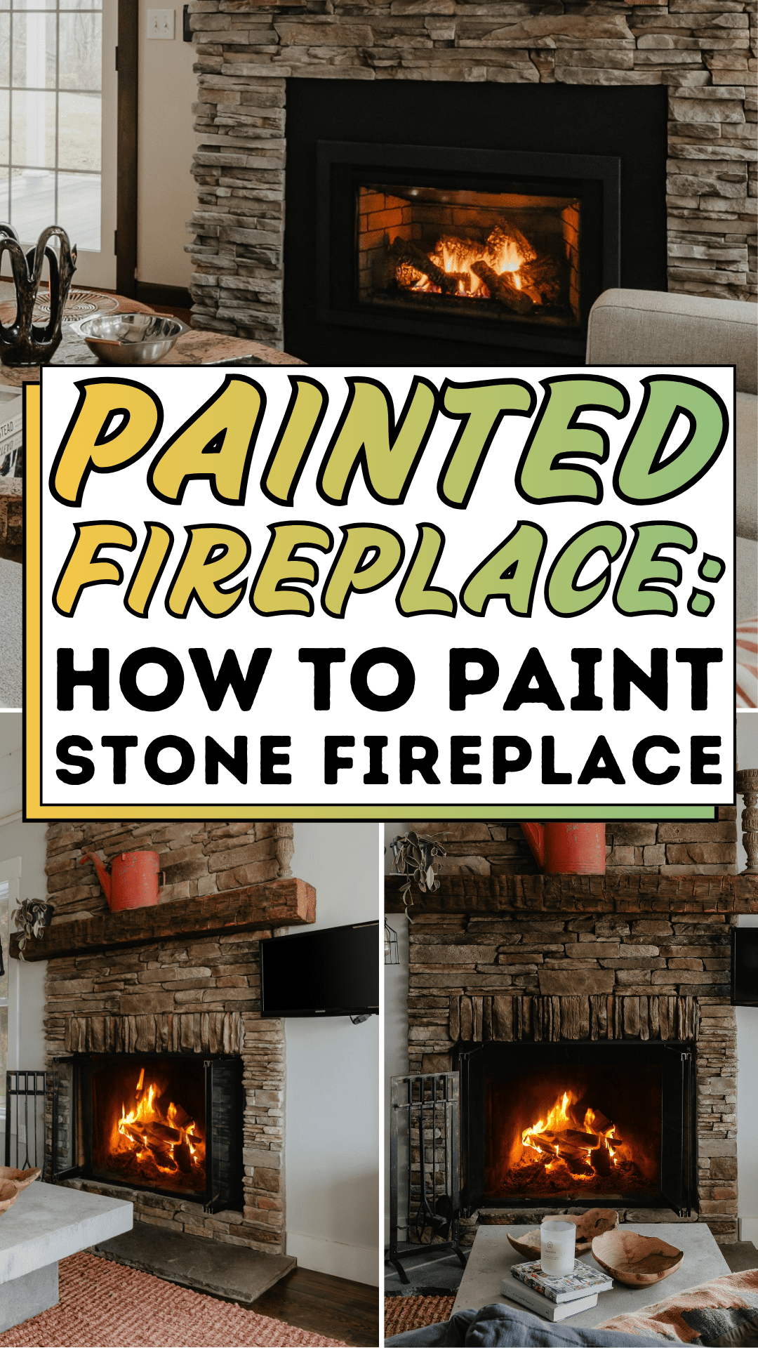 Painted Fireplace: How to Paint Stone Fireplace