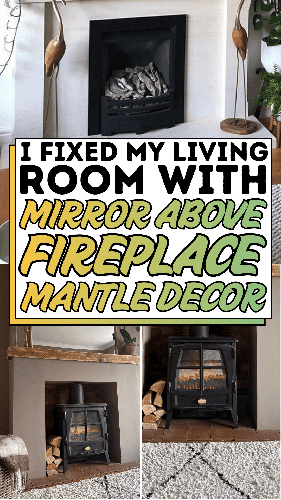 I Fixed My Living Room with Mirror Above Fireplace Mantle Decor