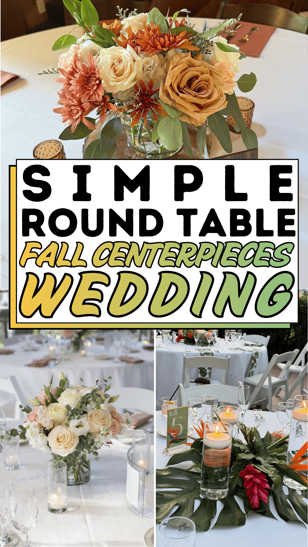 Simple Round Table Fall Centerpieces Wedding