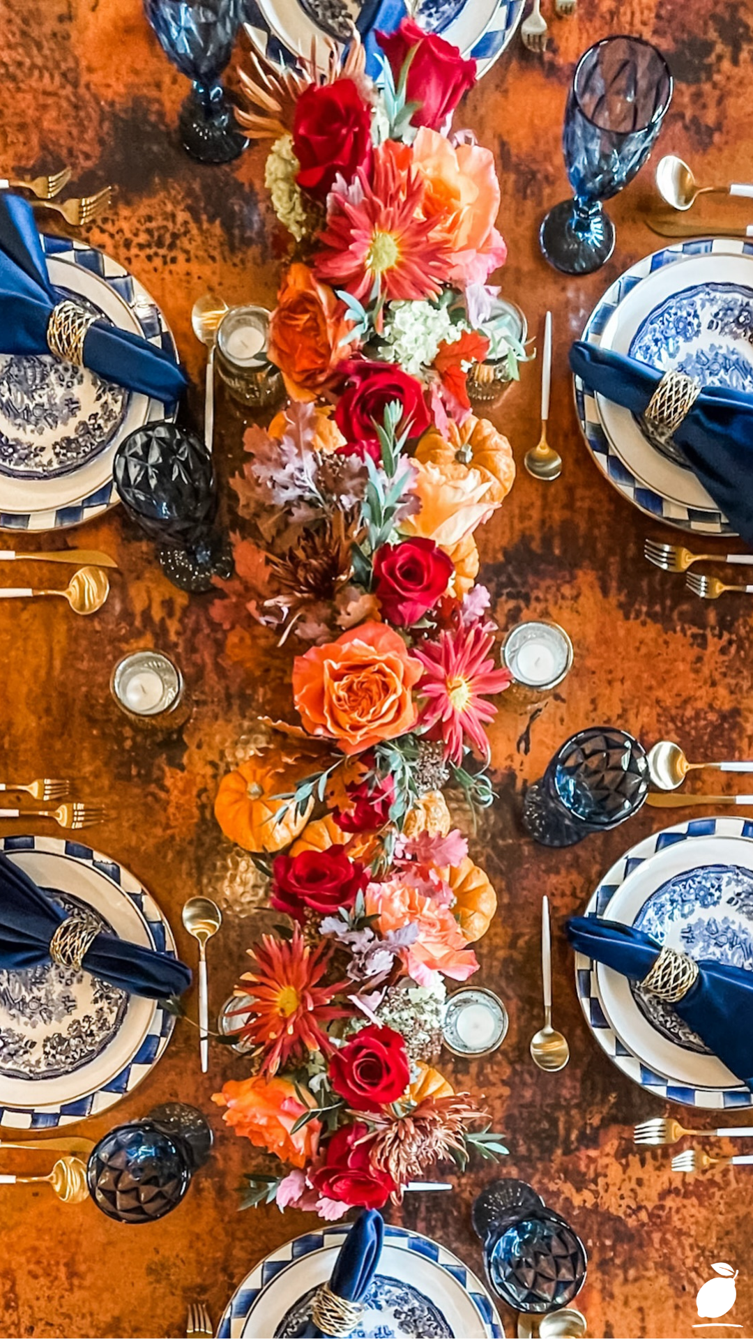 Blue Thanksgiving Table Decor Ideas