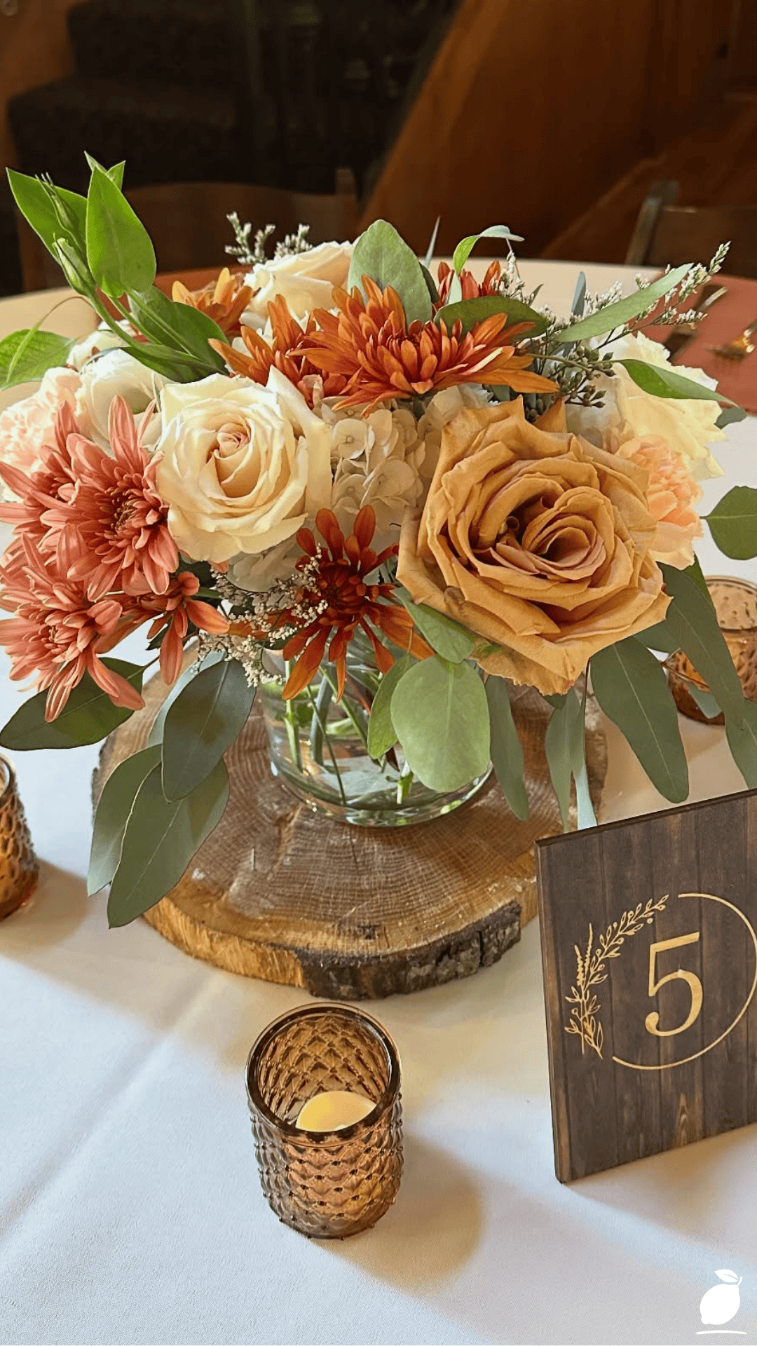Simple Round Table Fall Centerpieces Wedding
